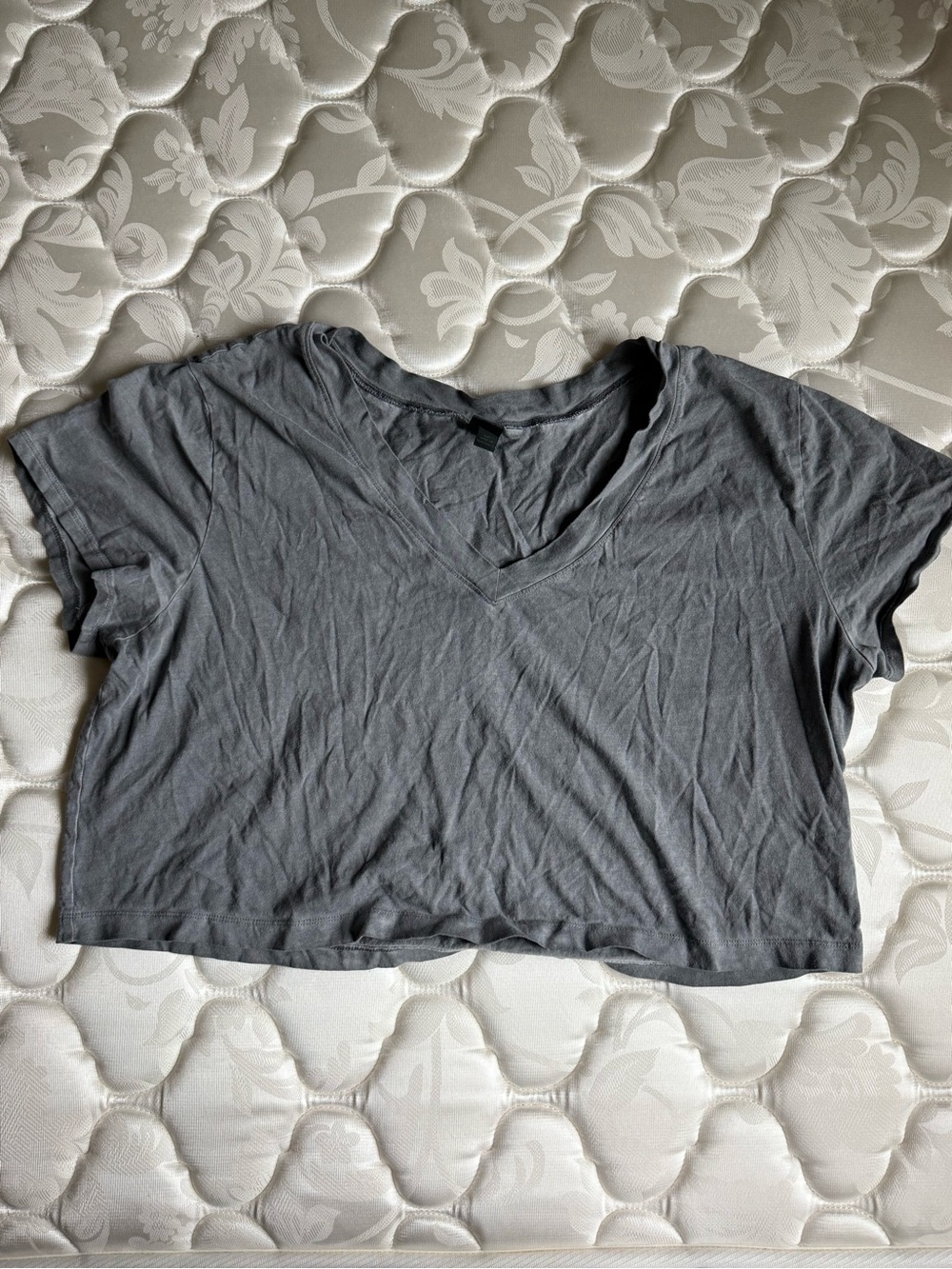 wild fable Charcoal Gray V-Neck Cropped Tee